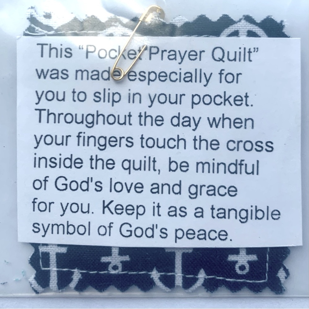Pocket Prayer Quilt Christian Cross sewn inside. This pattern has anchors - Picture 2 of 8